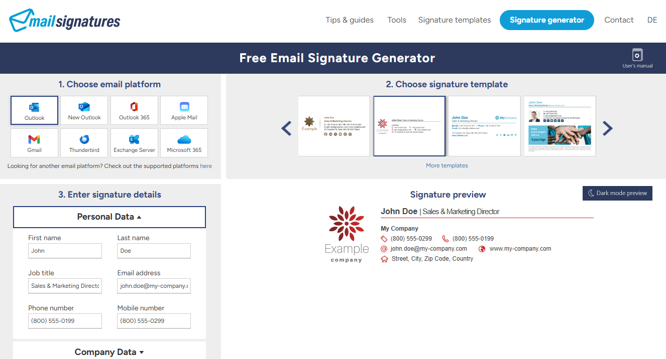Test Email Signature Skrivv - Free Email Signature Generator